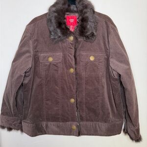 Miss Lili Brown Corduroy Jacket with Real Fur Collar